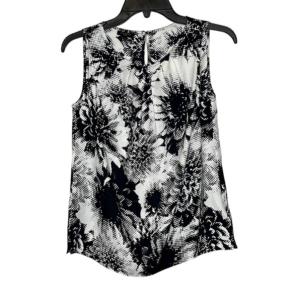 Talbots Petites Tank Top Size 2P Black White Pattern Polyester Womens - Picture 1 of 8